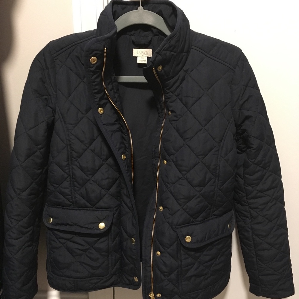 XS J. Crew Navy Blue Quilted Jacket
